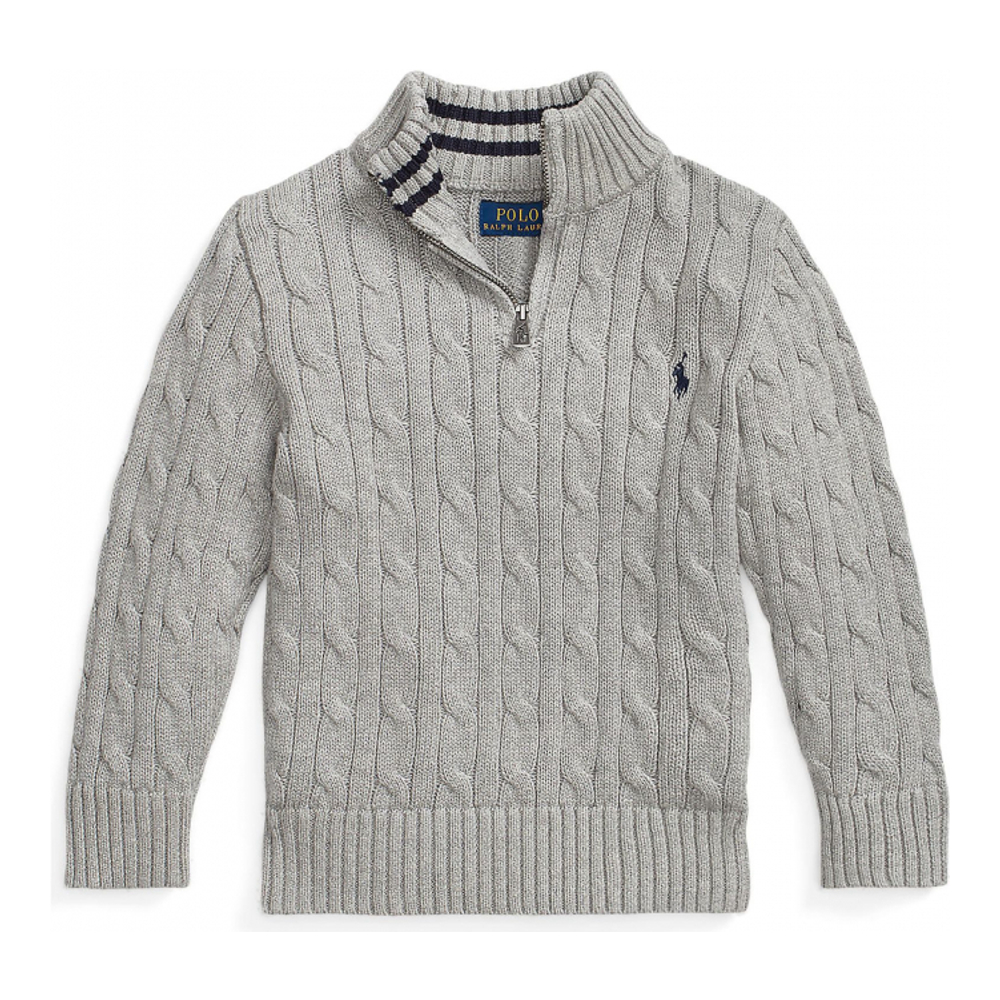 'Cable Knit Cotton 1/4 Zip Sweater' pour Grands garçons