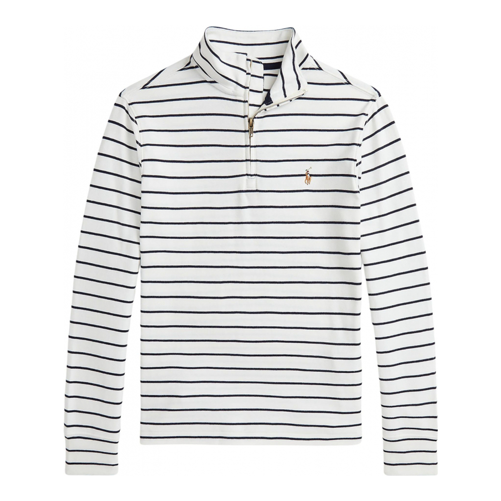 'Striped Cotton 1/4 Zip Pullover' pour Grands garçons