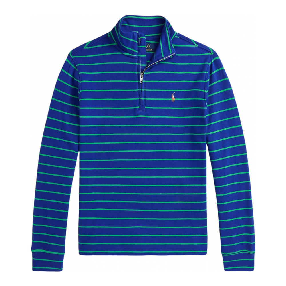 'Striped Cotton 1/4 Zip Pullover' pour Grands garçons