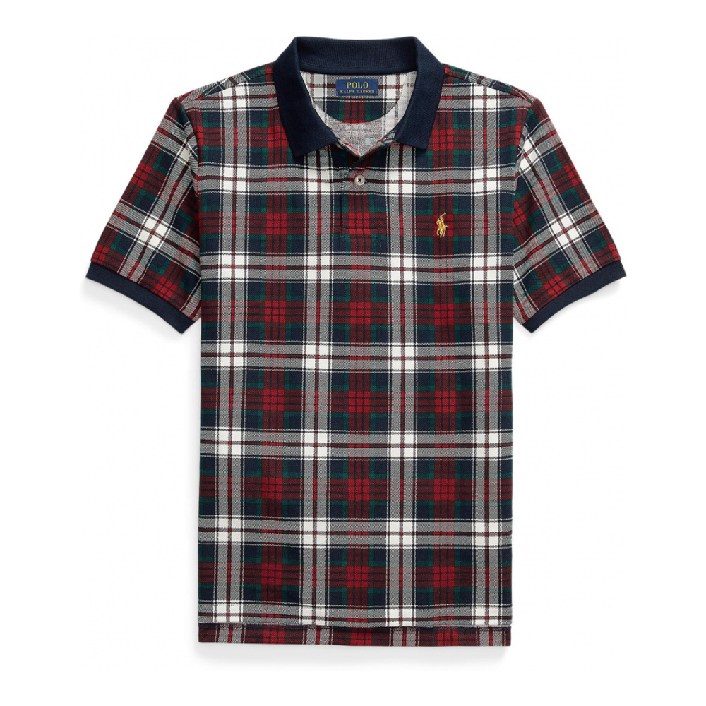 'Plaid Cotton Mesh Polo Shirt' pour Grands garçons