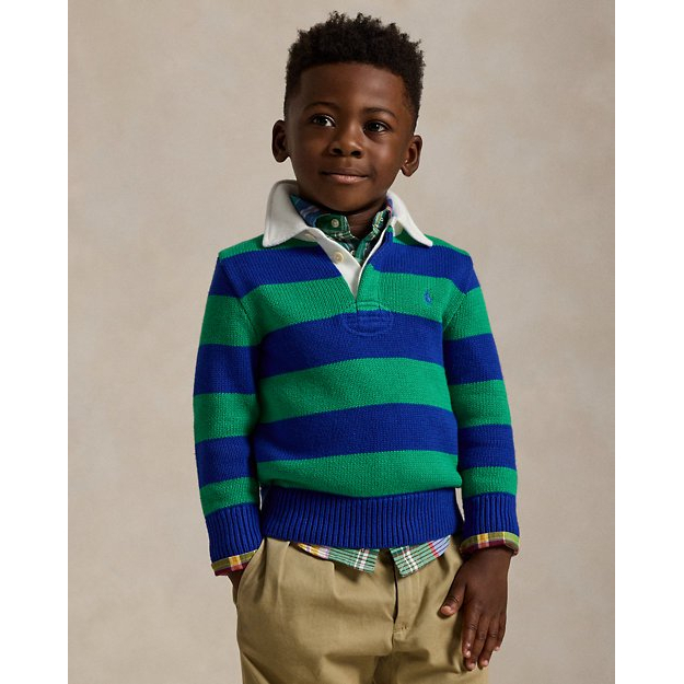 'Striped Cotton Rugby Sweater' pour Petits garçons