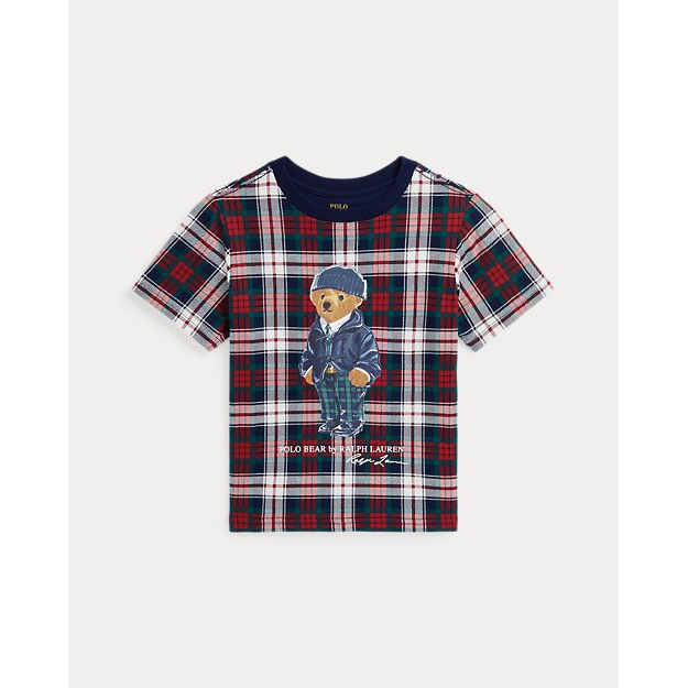 'Polo Bear Plaid Cotton Jersey Tee' pour Petits garçons