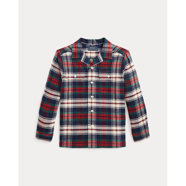 'Plaid Cotton Twill Camp Shirt' pour Petits garçons