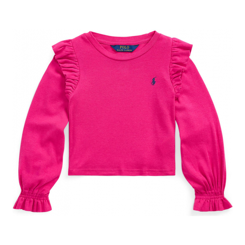 Little Girl's 'Ruffled Cotton Modal Long Sleeve Top'
