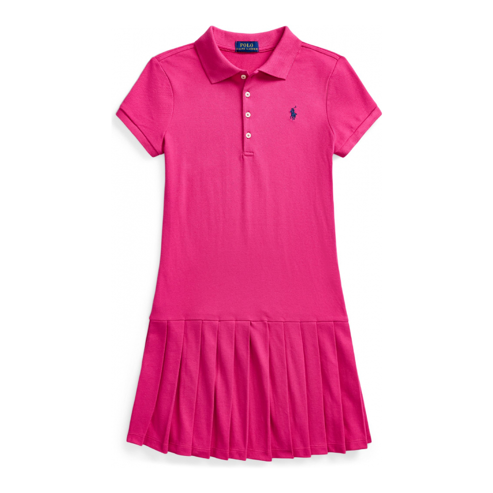 'Pleated Stretch Mesh Polo Dress' pour Grandes filles