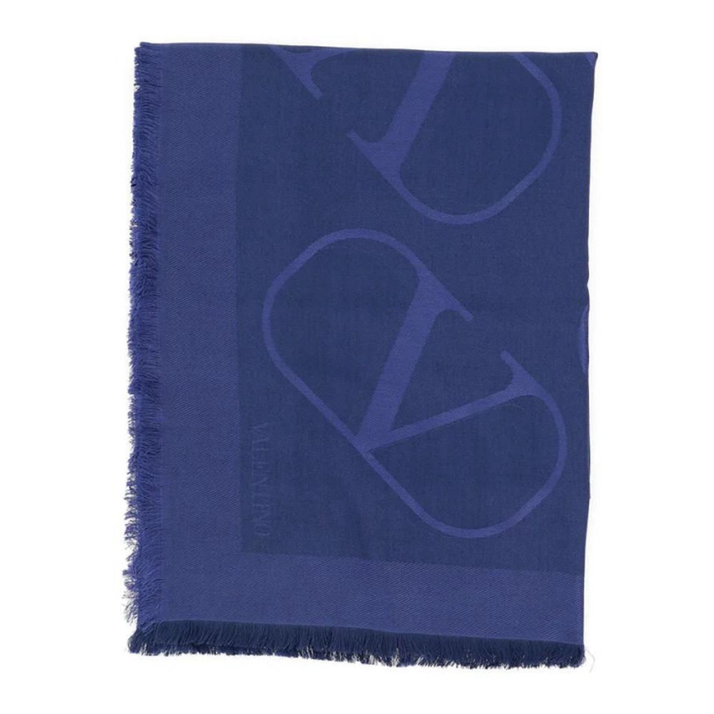 Women's 'VLogo Jacquard Frayed Edge' Wool Scarf