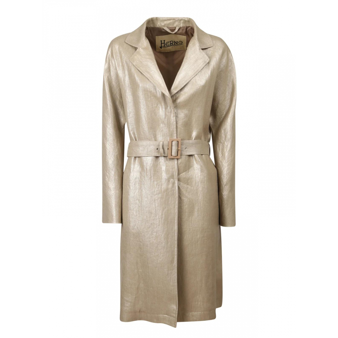 Manteau 'Metallic-Effect Belted' pour Femmes
