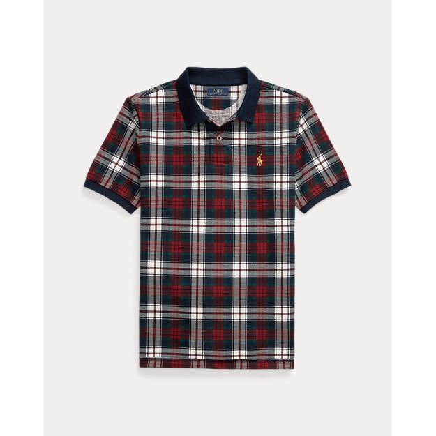 'Plaid Cotton Mesh Polo Shirt' pour Grands garçons