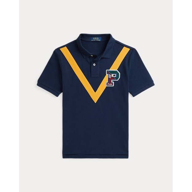 Big Boy's 'Cotton Mesh Letterman Polo Shirt'