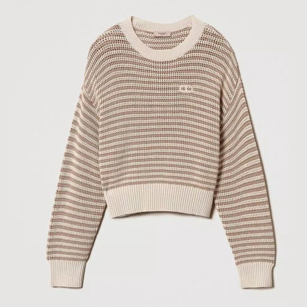 Women's 'Striped With Oval T Embroidery' Sweater