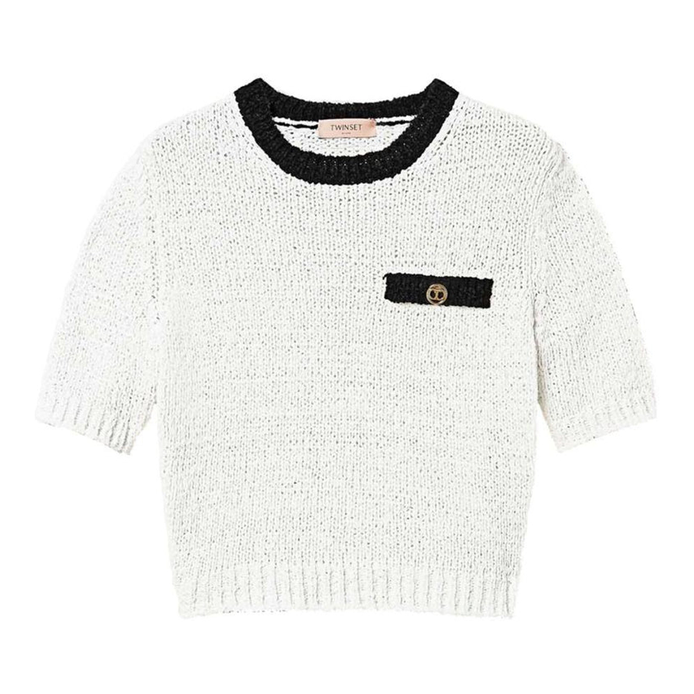 Pull Court 'Oval T Button' pour Femmes