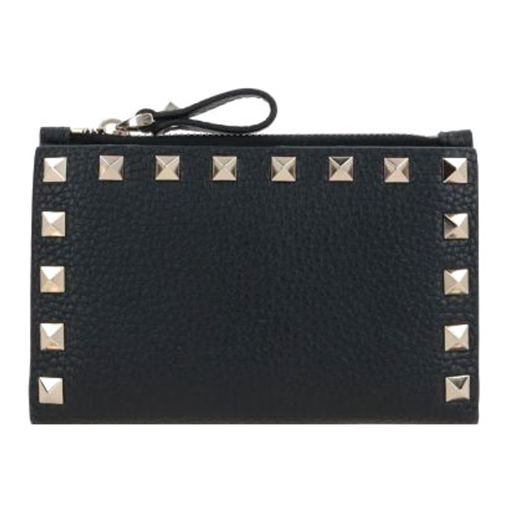 Women's 'Rockstud Grainy Zipped' Card case