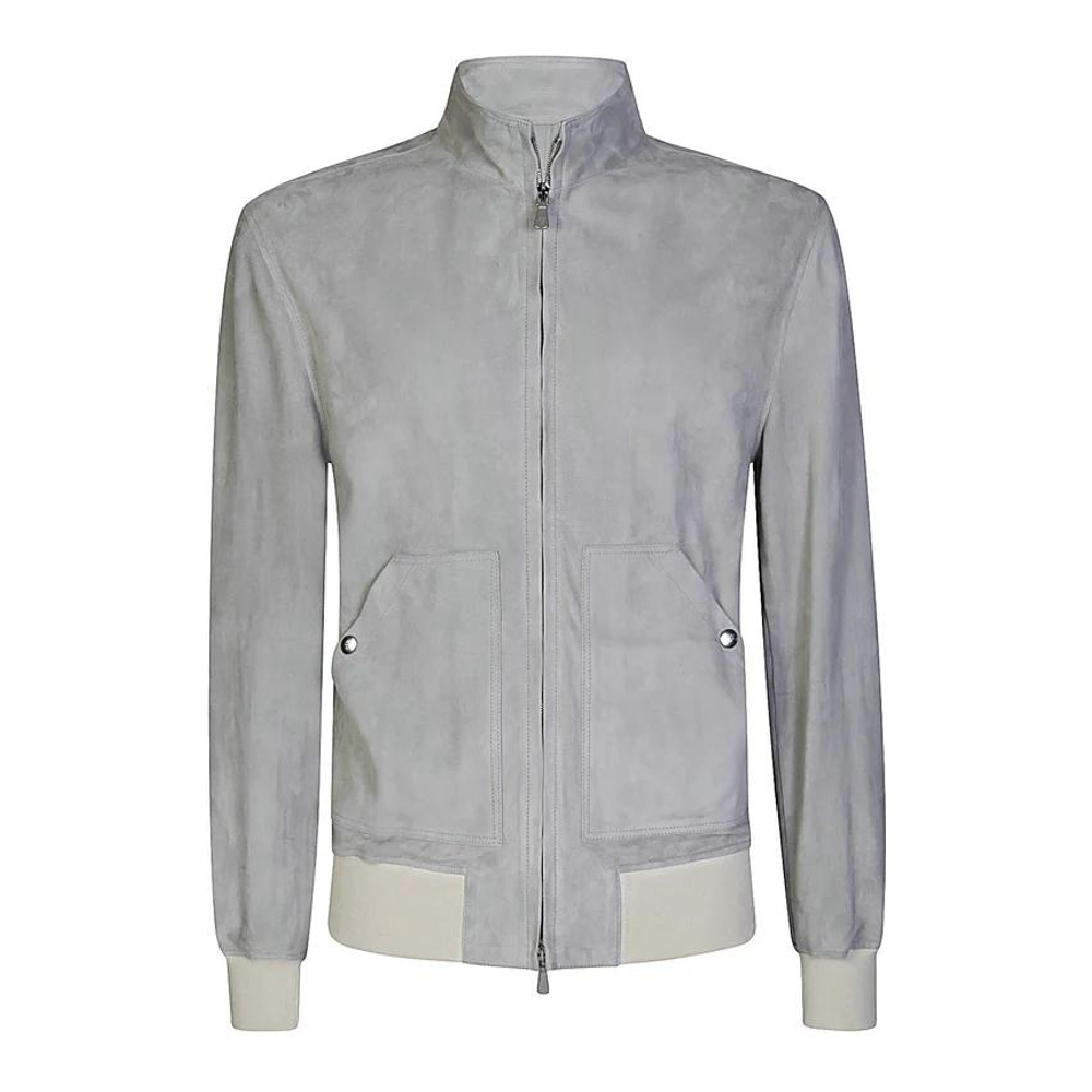 Veste en cuir 'Standing Collar' pour Hommes