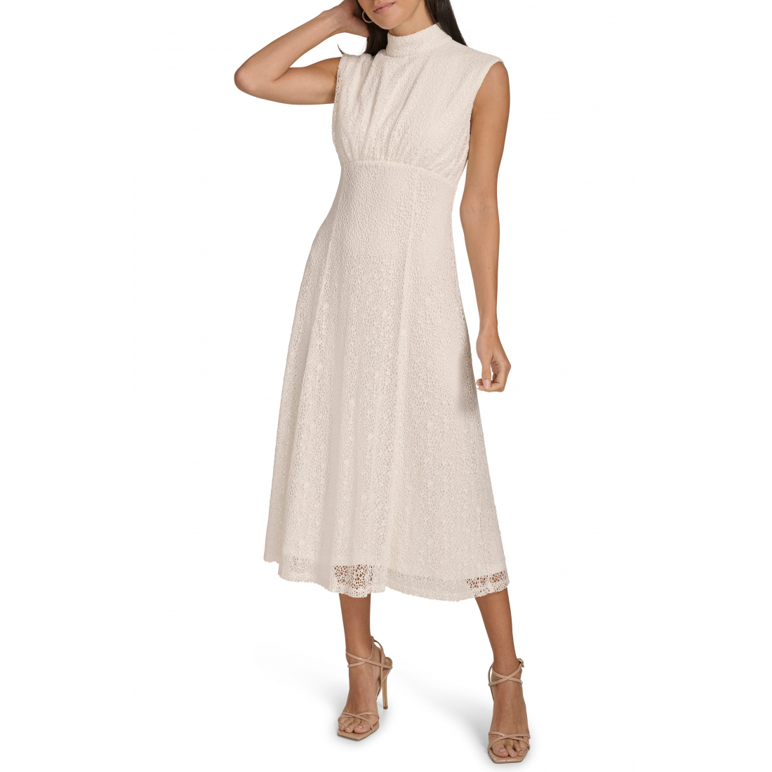 Women's 'Mock Neck Sleeveless Lace' A-line Dress