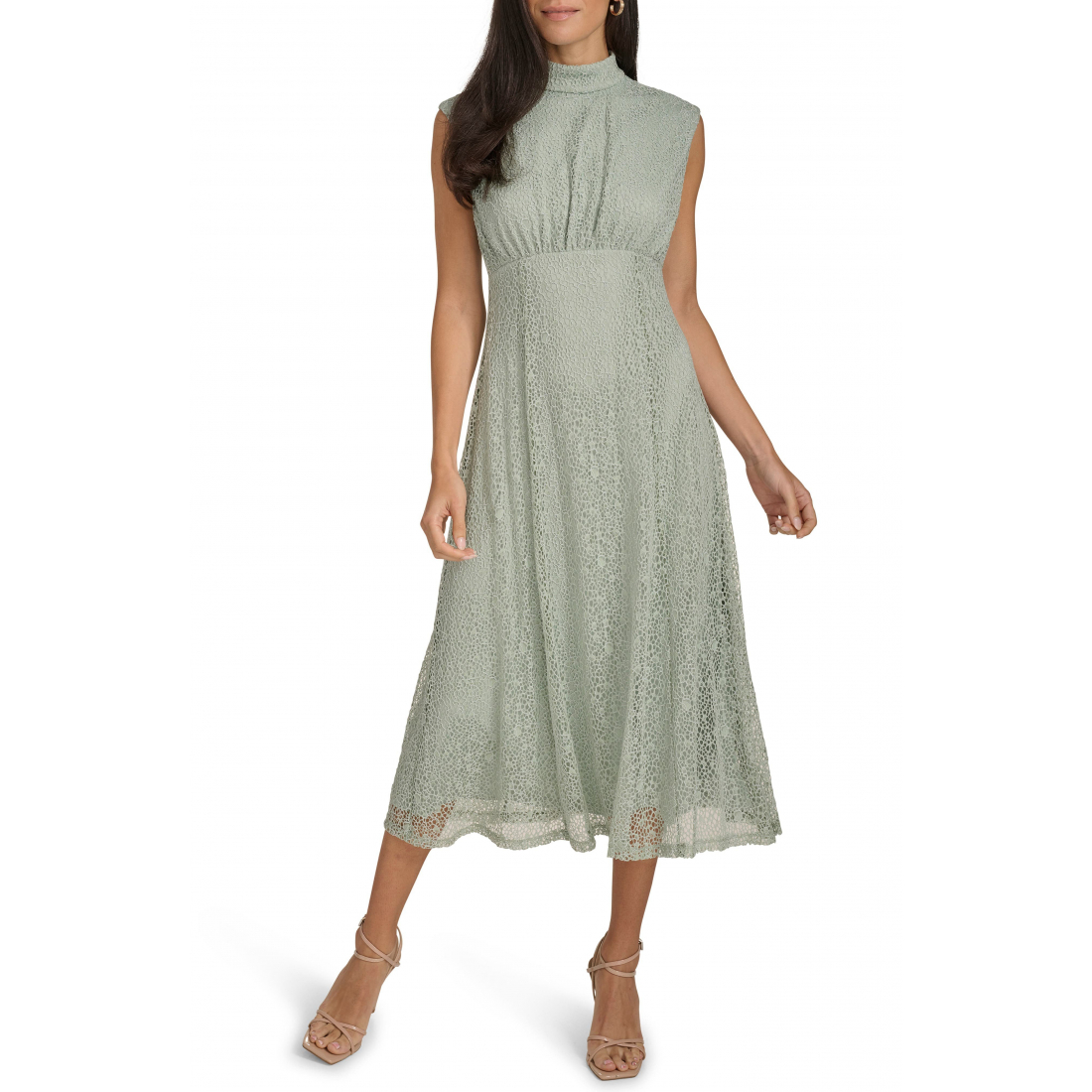 Women's 'Mock Neck Sleeveless Lace' A-line Dress