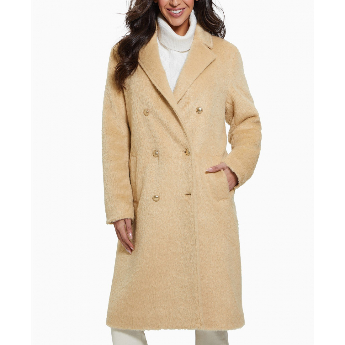 Women's 'Textured Double-Breasted Notched-Collar Coat' Coat