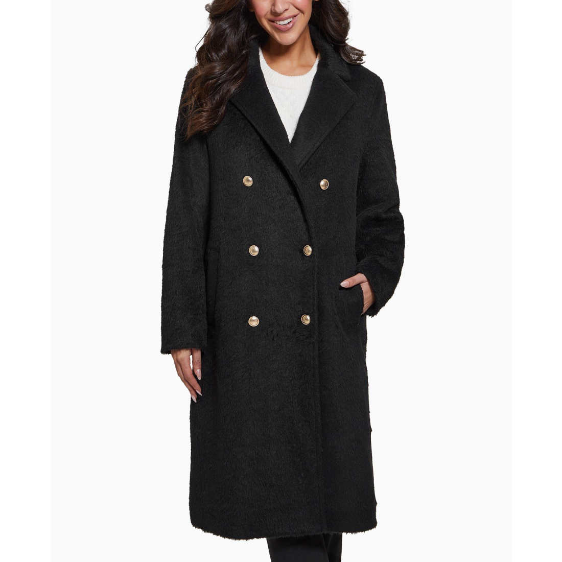 Women's 'Textured Double-Breasted Notched-Collar Coat' Coat