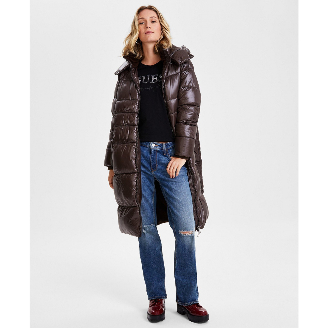 Women's 'Shine Hooded Mid-Length Puffer Coat' Puffer Coat