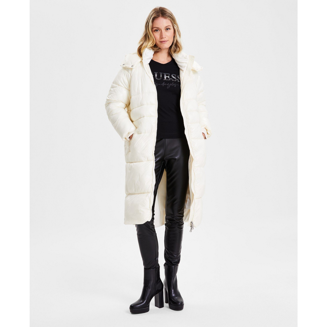 Women's 'Shine Hooded Mid-Length Puffer Coat' Puffer Coat