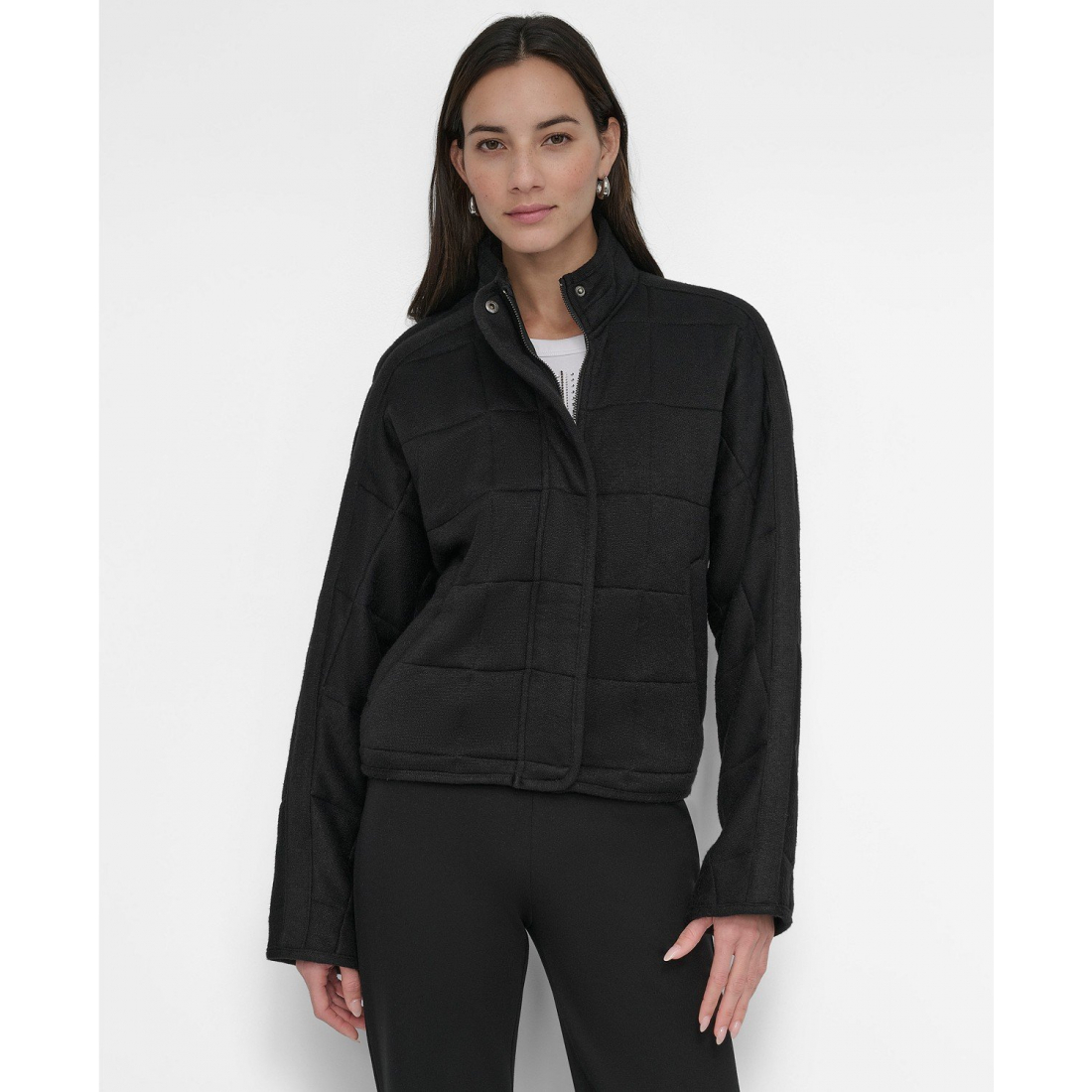Veste 'Quilted Zip-Front Stand-Collar' pour Femmes