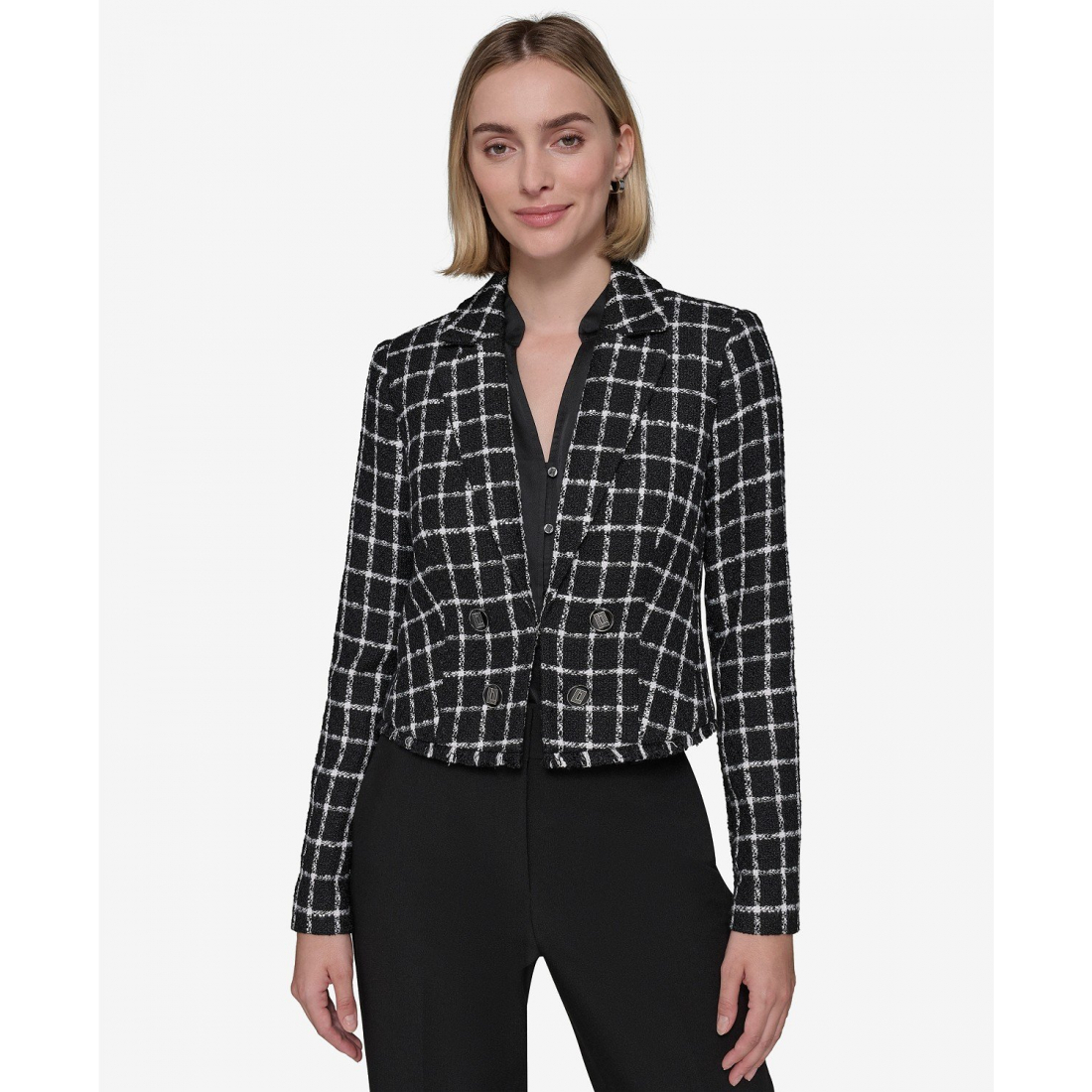 Veste 'Tweed Windowpane Jacket' pour Femmes