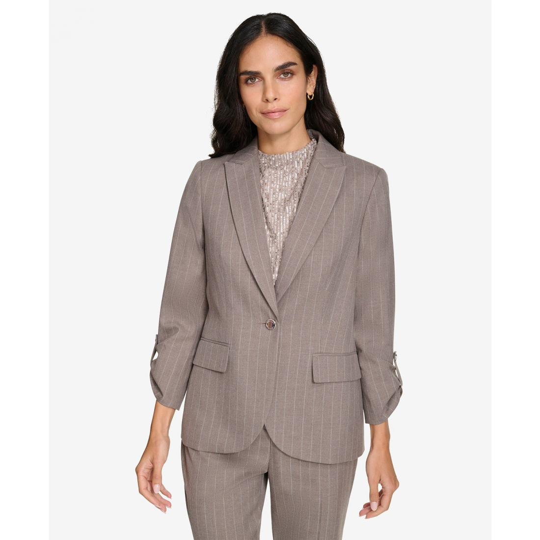 Blazer 'Pinstripe One-Button' pour Femmes
