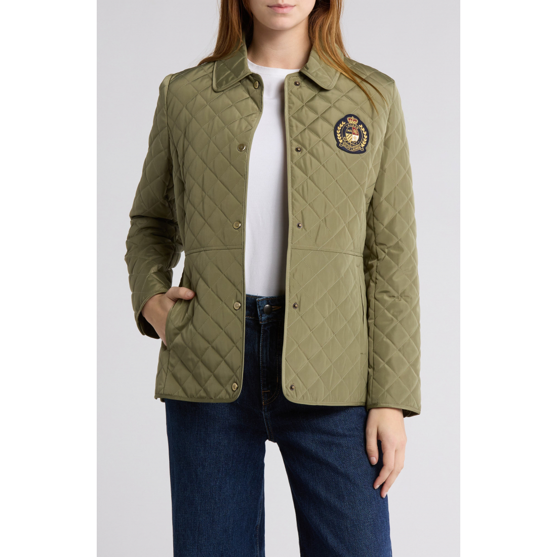 'Crest Patch Quilted Jacket' pour Femmes