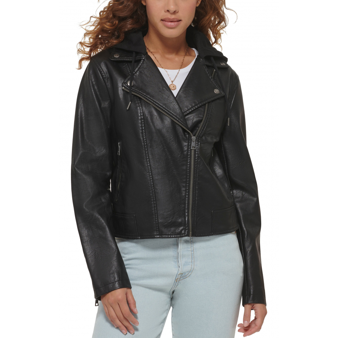 Perfecto 'Fleece Hood Faux Leather' pour Femmes
