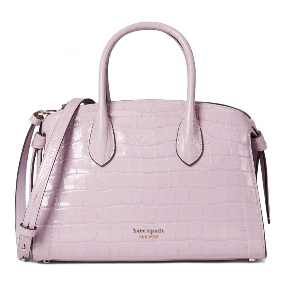 Women's 'Knott Croc Embossed Leather Medium Zip Top' Satchel