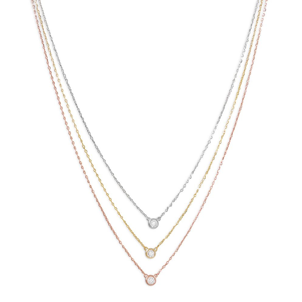 Women's 'Tri Color Station Layer' Necklace