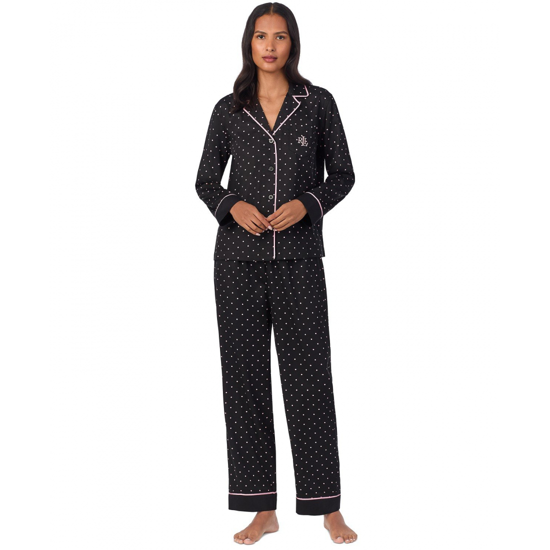 'Notched-Collar Pajama Set' pour Femmes