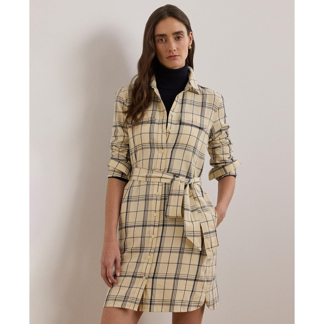 Women's 'Plaid Belted Twill' Shirtdress
