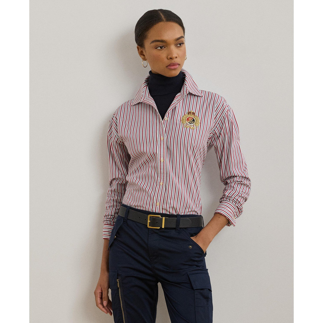 'Relaxed-Fit Striped Broadcloth Shirt, Regular & Petite' pour Femmes