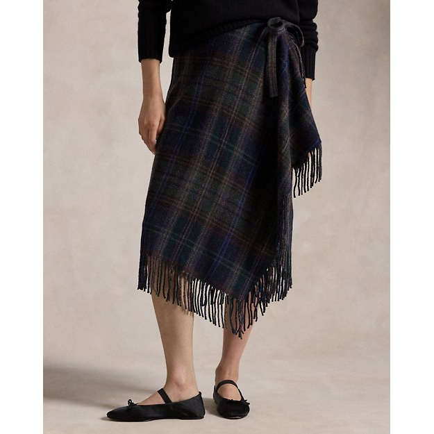 Jupe Portefeuille 'Fringe-Trim Plaid' pour Femmes