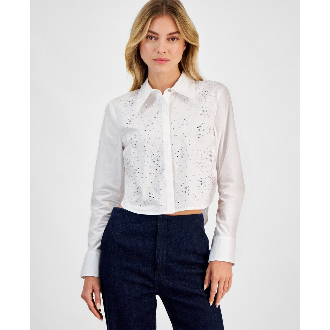 Chemise 'Cotton Studded Cropped' pour Femmes