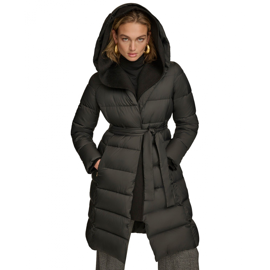 Manteau matelassé 'Belted Hooded' pour Femmes