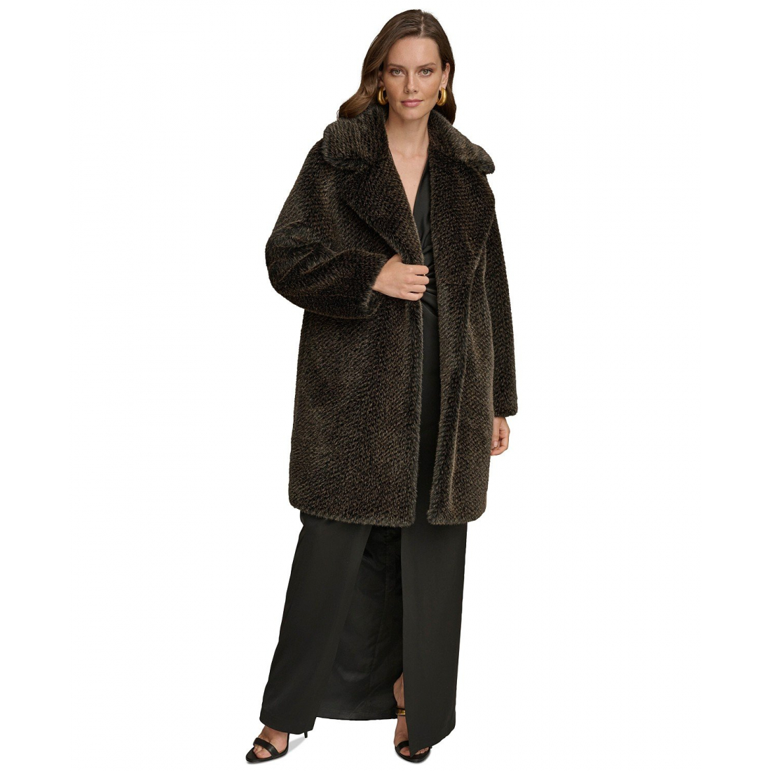Manteau 'Notched-Collar Faux-Fur' pour Femmes