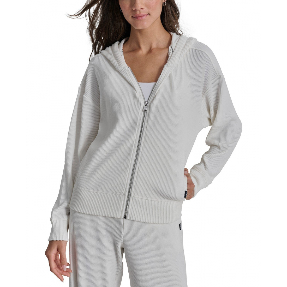 Sweatshirt à capuche  'Brushed Rib-Knit Front-Zip Jacket' pour Femmes