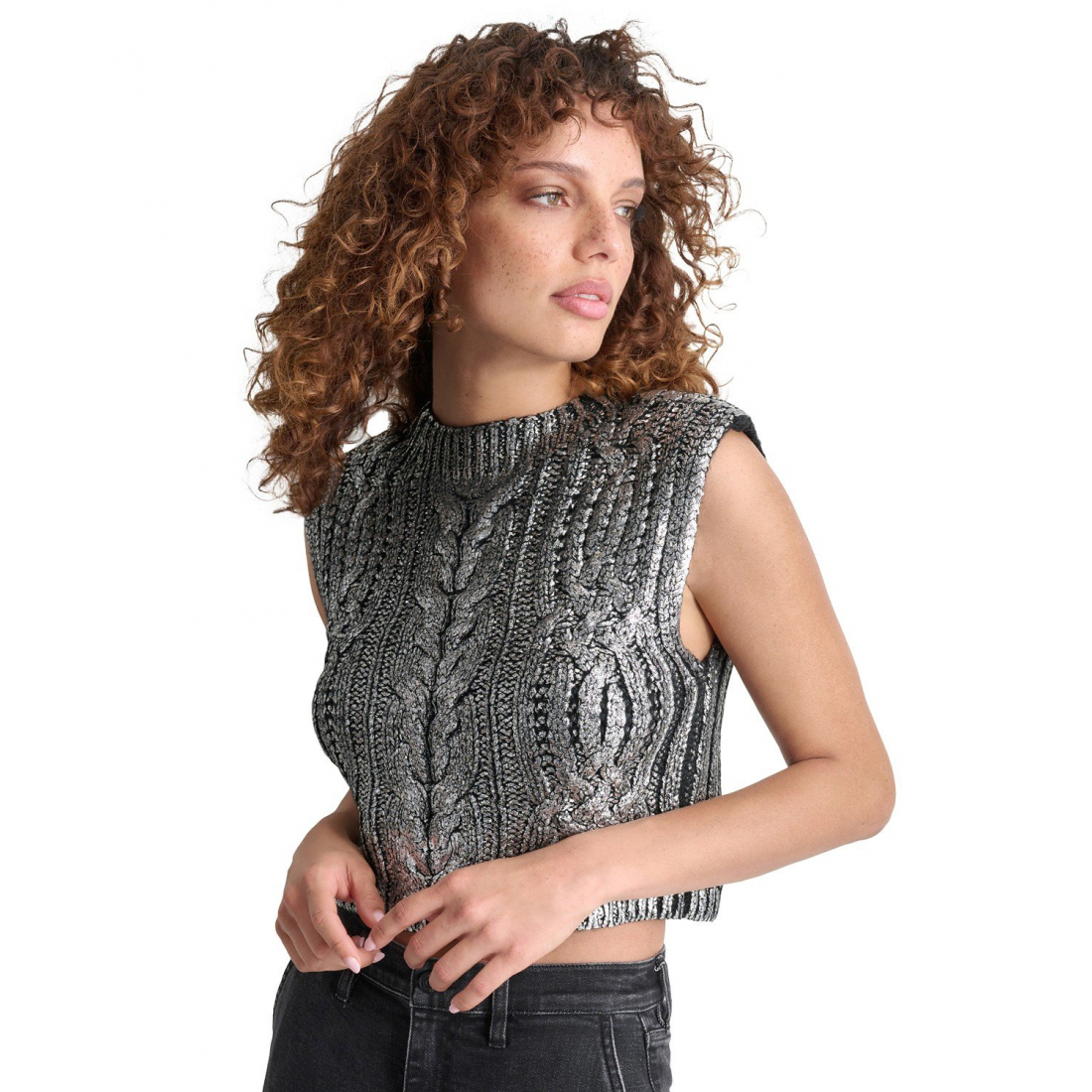 Gilet 'Foiled Knit Cropped Sweater' pour Femmes