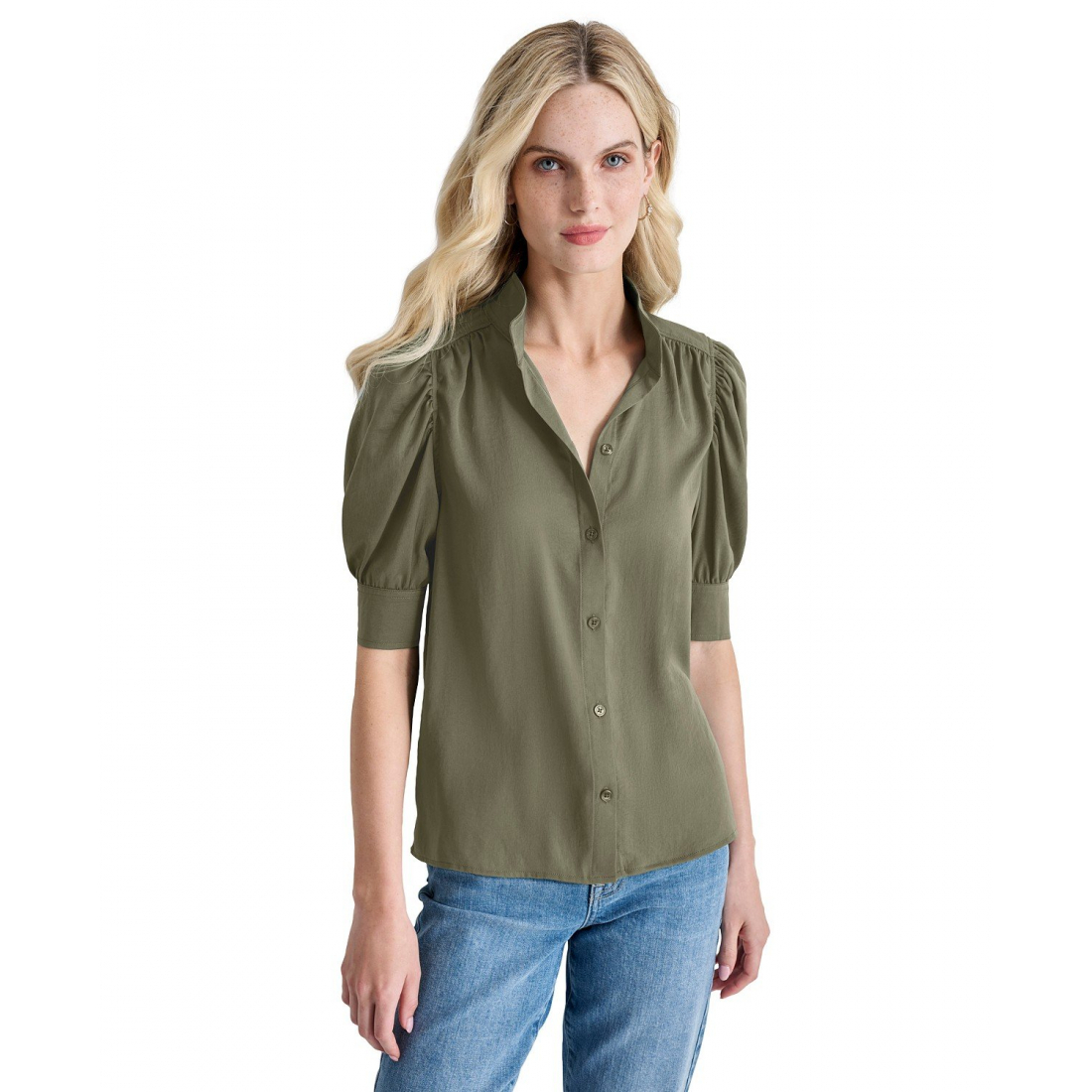 Chemise 'Stand Collar Puff-Sleeve' pour Femmes