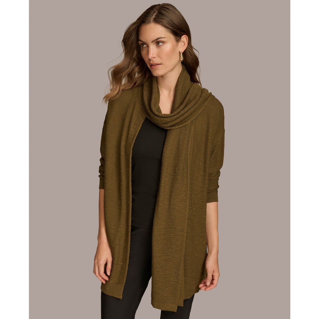 Cardigan 'Micro-Sequin Scarf Neck' pour Femmes