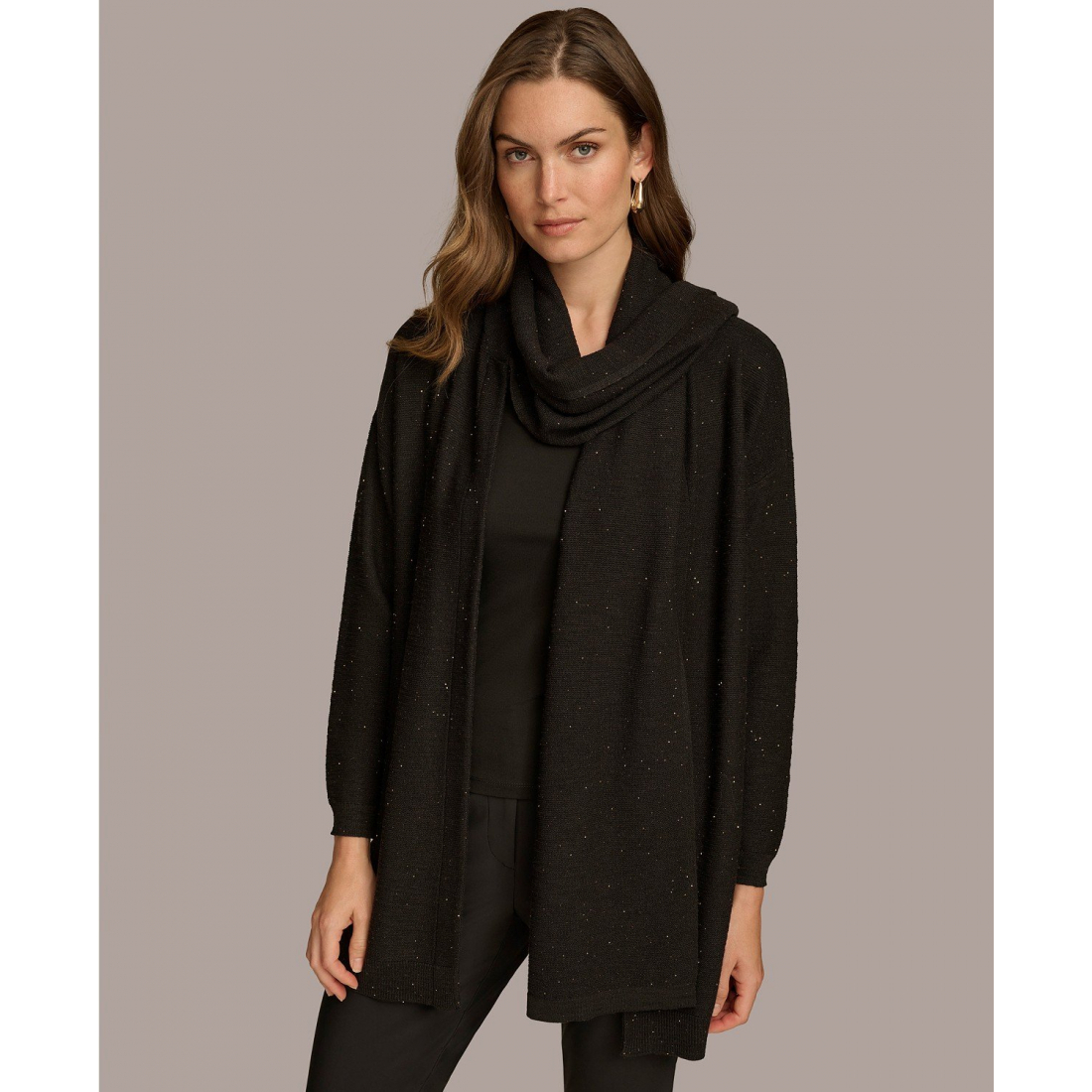 Cardigan 'Micro-Sequin Scarf Neck' pour Femmes