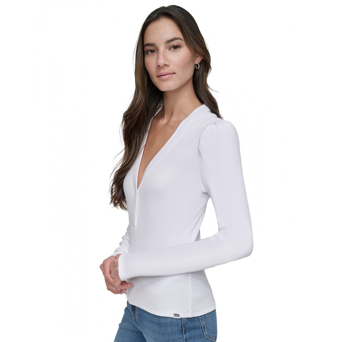 Top 'Gathered-Shoulder V-Neck' pour Femmes