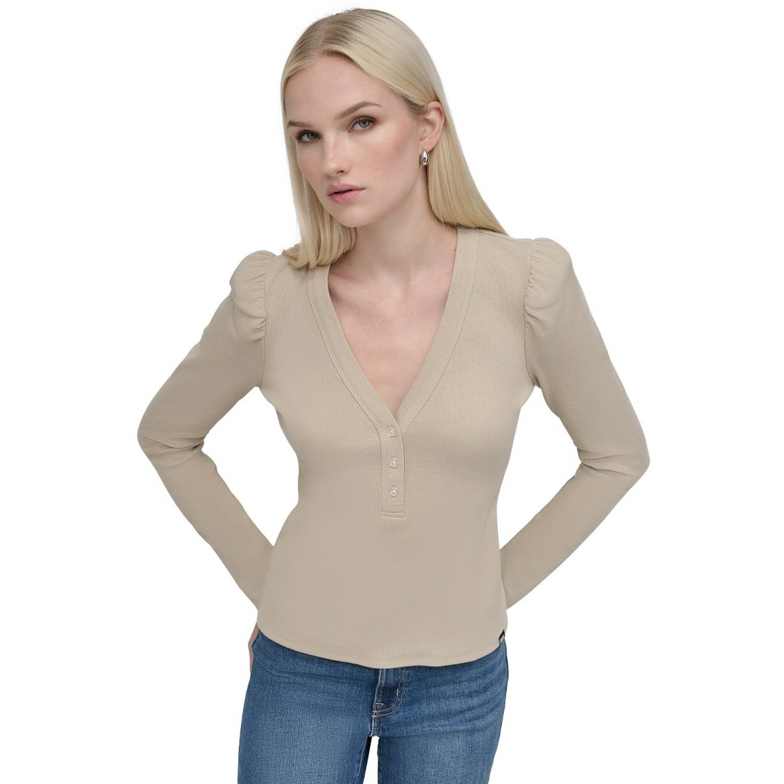 Top 'Gathered-Shoulder V-Neck' pour Femmes