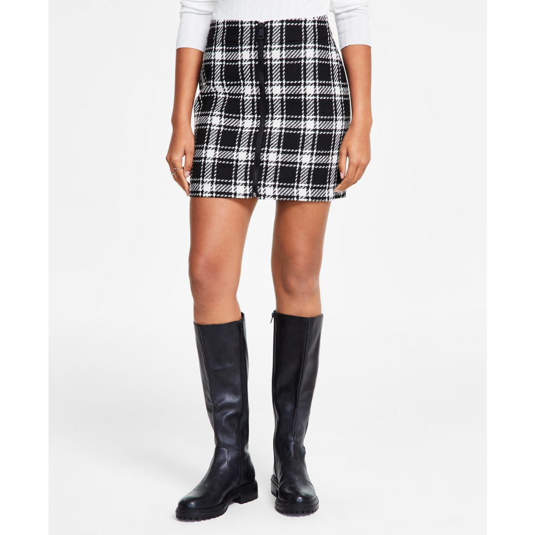 Mini Jupe 'Plaid Zip-Front' pour Femmes