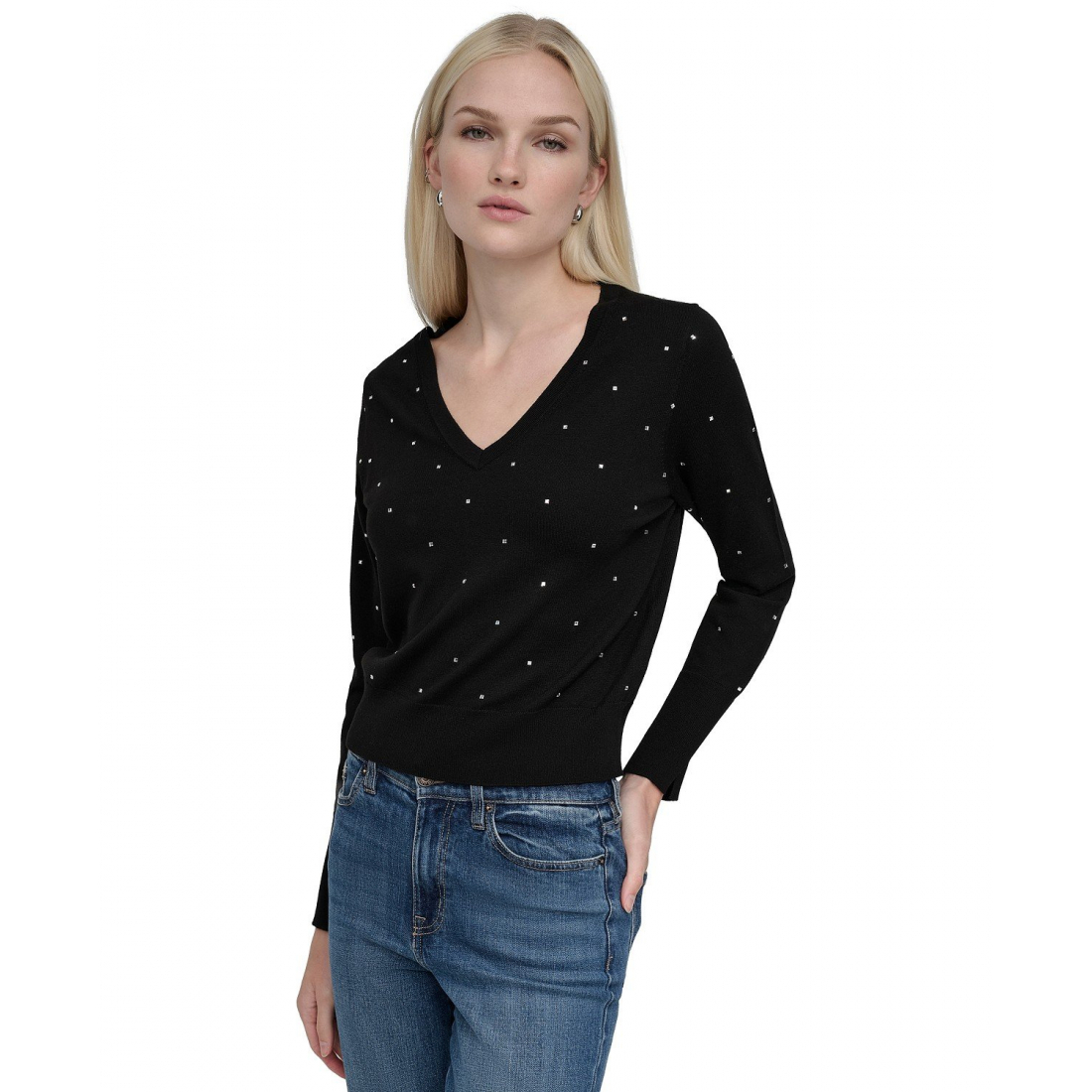 Women's 'Studded V-Neck' Sweater