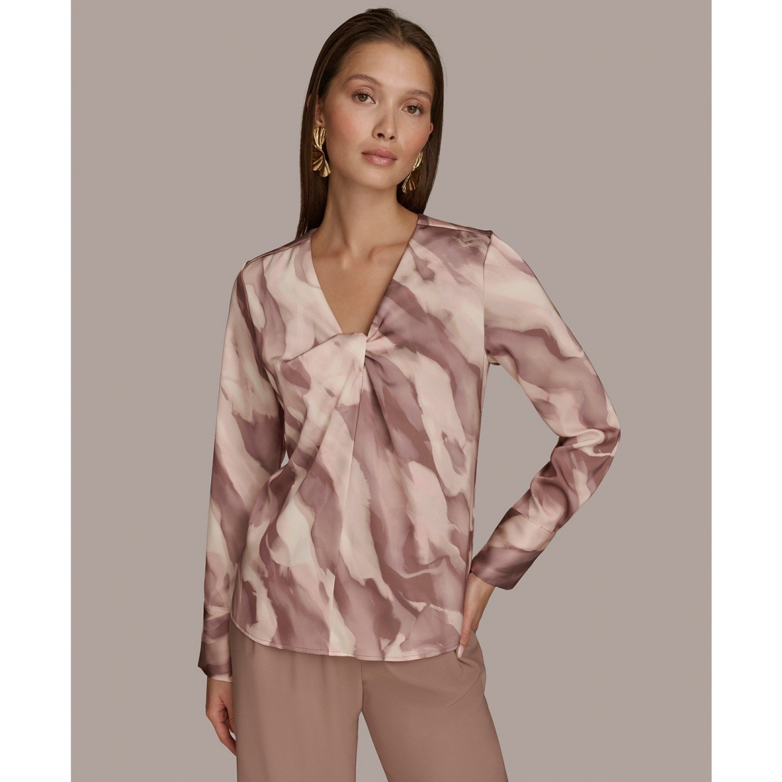 Top 'Printed Twist Front V-Neck' pour Femmes