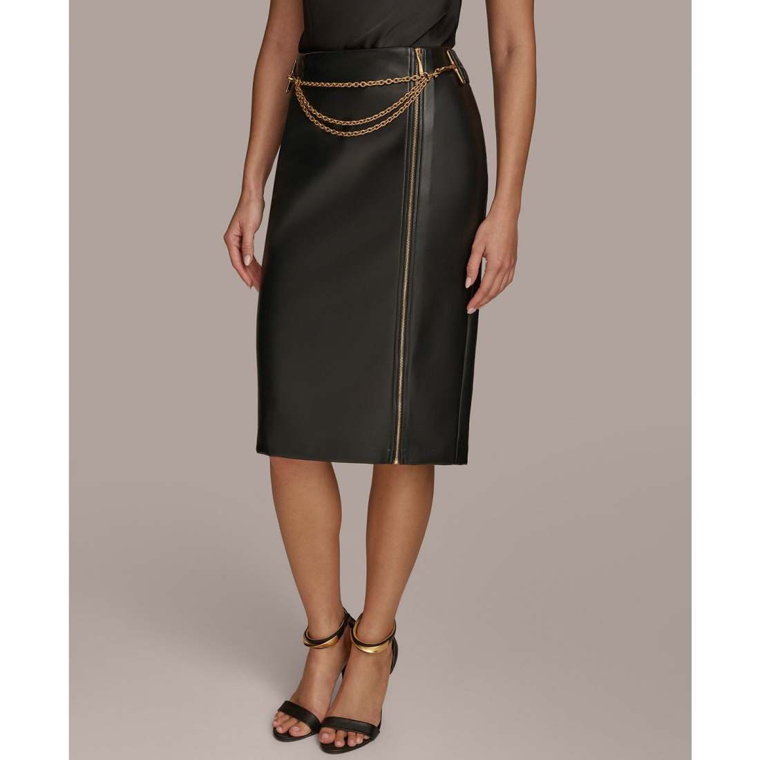 Jupe 'Faux-Leather Chain-Trim' pour Femmes