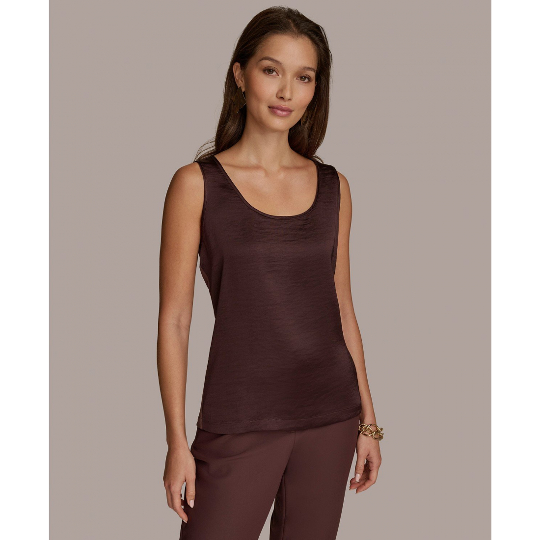 Top 'Mixed-Media Scoop-Neck' pour Femmes