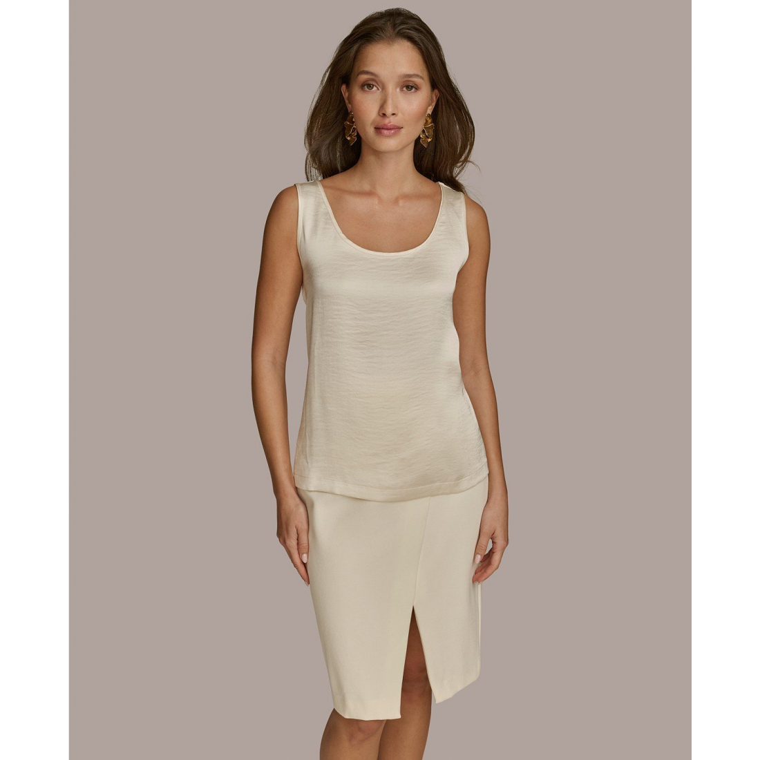 Top 'Mixed-Media Scoop-Neck' pour Femmes